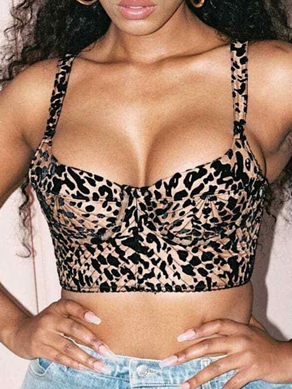 House of CB Chloe Velvet Bustier Bra Top Animal Leopard Print Size Small